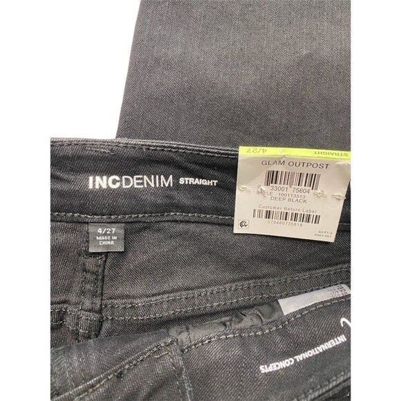 INC Rhinestone Jeans Women's 27 SMALL Black High-Rise Straight Pockets NWOT - Picture 8 of 16